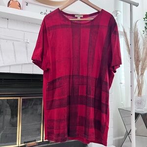 Burberry Brit Nova Check Painted Faded Logo Front Red Shirt